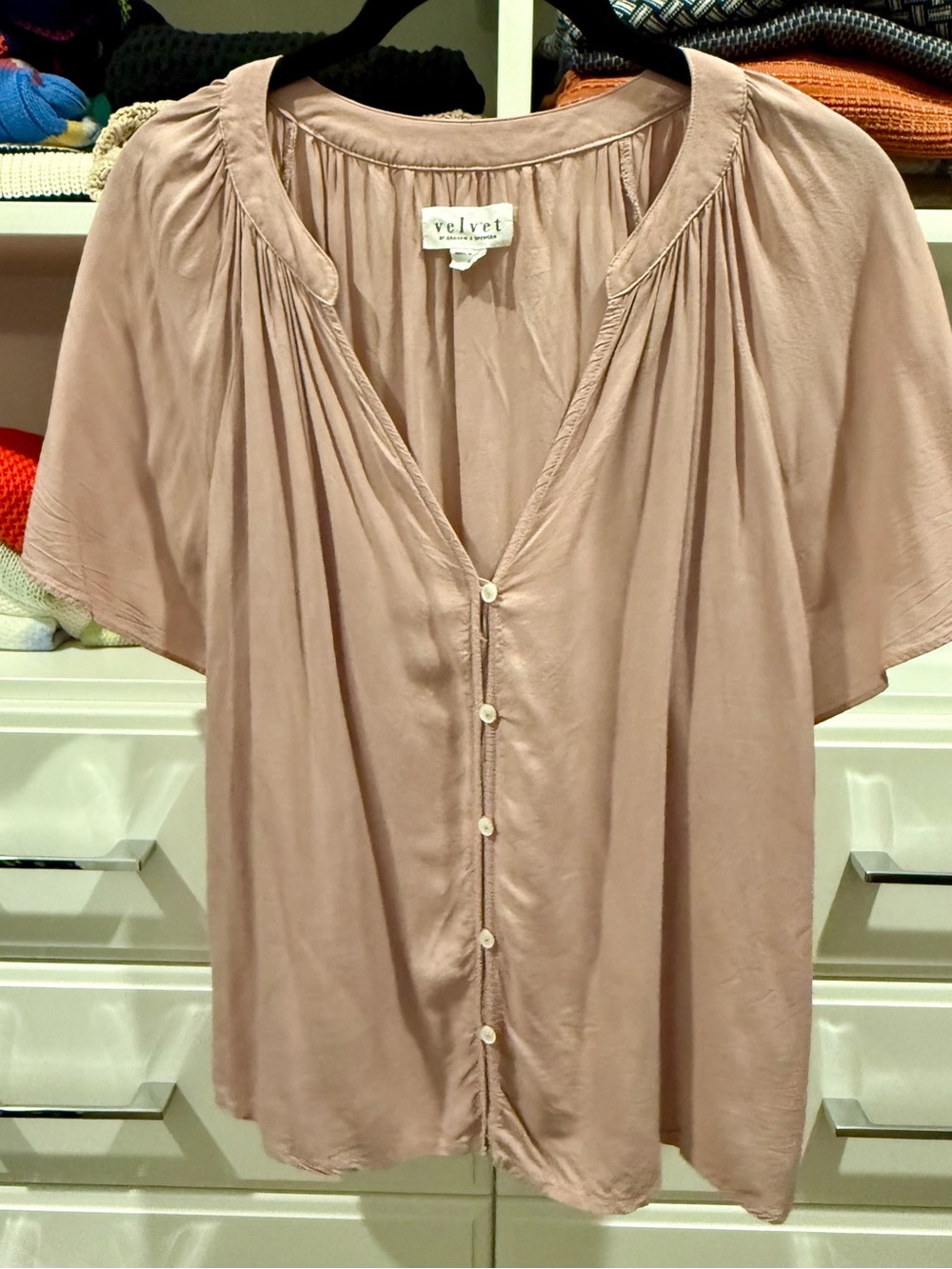 Velvet by Graham & Spencer Dusty Rose Button-Front Blouse